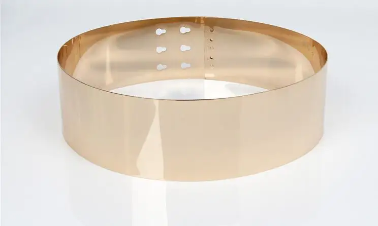 2019 новый золотой Серебряная металлическая пластина Для женщин зеркальные ремни покрытие способа сплава панк Стиль пояс очень широкий