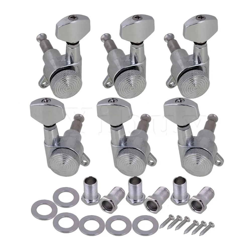 

Yibuy 6x 3R3L Square Guitar String Tuning Pegs with Screws Washers Chrome-plated