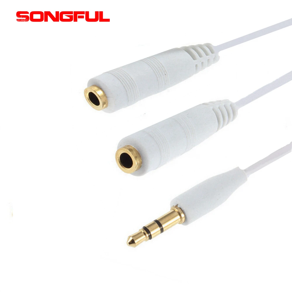 Beste Audio Splitter Kabel 3.5mm Hoofdtelefoonaansluiting Man Dual Dubbele Vrouwelijke Oortelefoon Stereo Adapter Connector Cord voor iPod iPhone MP3