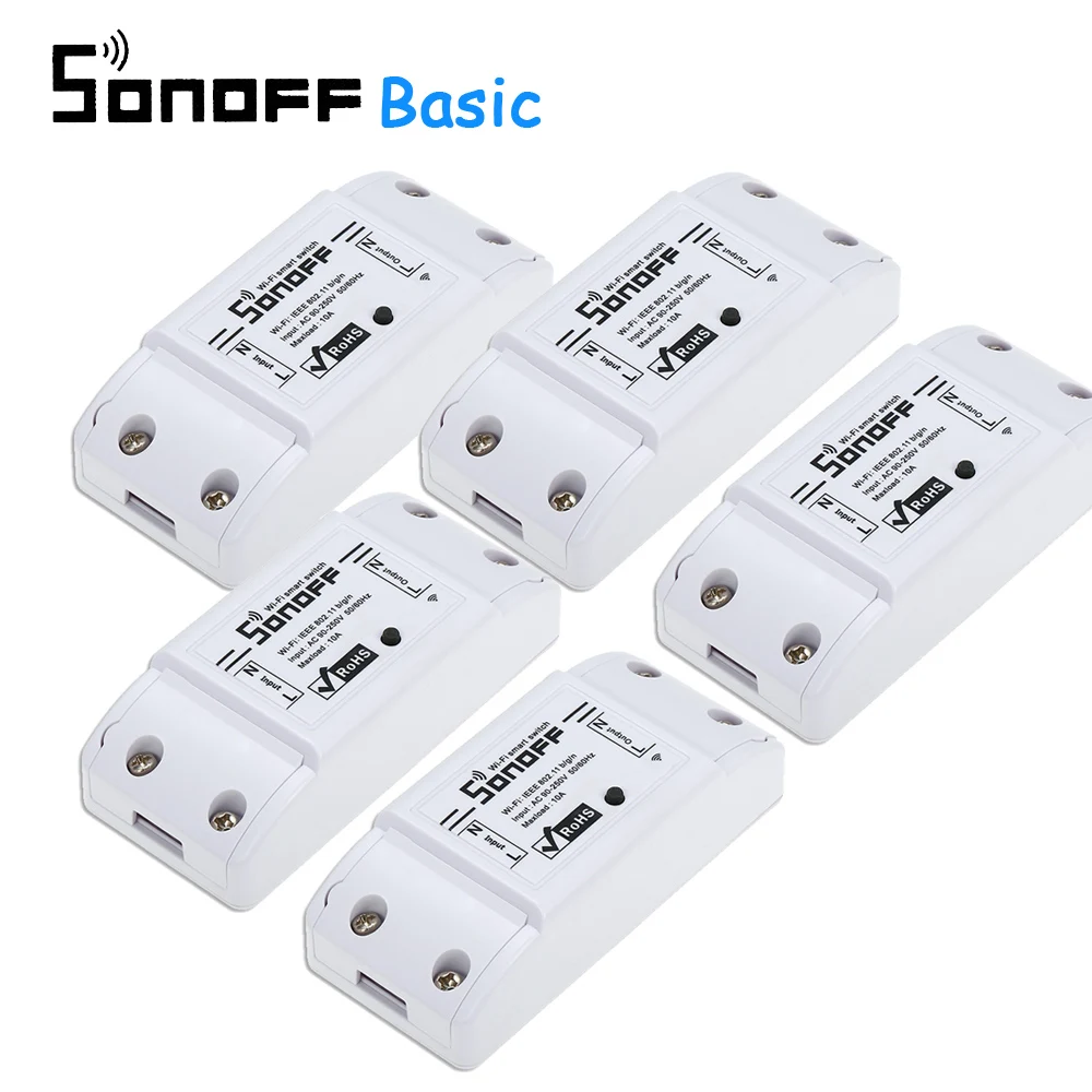 1/2/3/4/5/6/8/10 шт. Sonoff Basic Wi-Fi умный переключатель Wifi Контролируемая Беспроводной реле универсальный "сделай сам" умный дом переключатель Wi-Fi