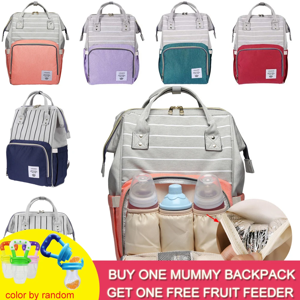 

Striped Large Capacity Backpack For Dad Mummy Baby Maternity Nappy Travel Shoulder Bags Casual Travel Multifunctional Backpacks