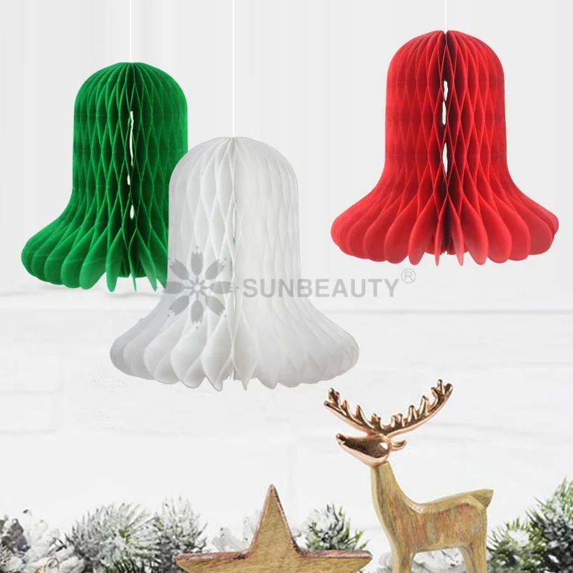 

10pcs Decorative Jingle Bell Paper Honeycomb Bells Tissue Paper Bells Christmas Bell Decoration Wedding Home Party Decoration