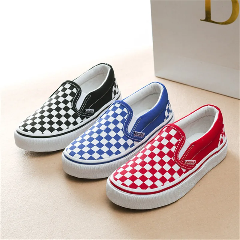 

2019 Kids Shoes For Girls Children Canvas Shoes Boys Sneakers Spring Autumn White Short Plaid Fashion Children Skate Shoes