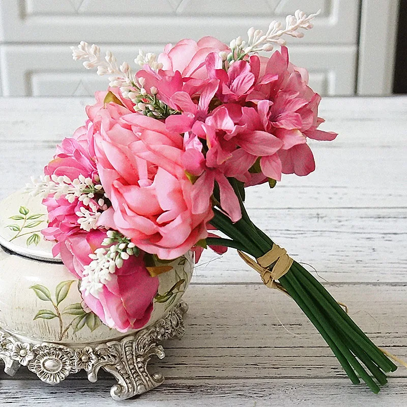 Искусственный шелк, 8 голов, французская Роза, цветочный букет, искусственный цветок, украшение стола, пион, свадебные цветы, Декор, вечерние, аксессуары, цветы