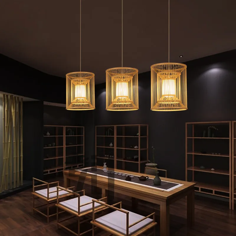 Japanese bamboo Pendant Lights tea garden bedlamp creative southeast restaurant