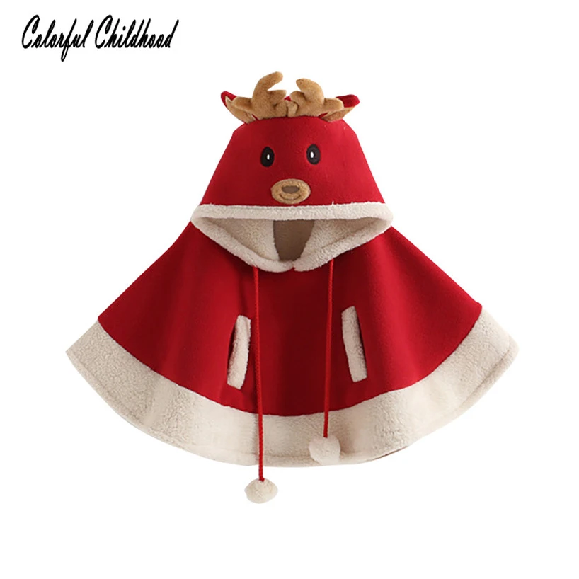 

Infant Christmas Cloak Adorable Thicken Add Velet ELK Coat Toddler Kid Xmas Fashion Wearcoat Little Baby Winter Warm Outfit Tops