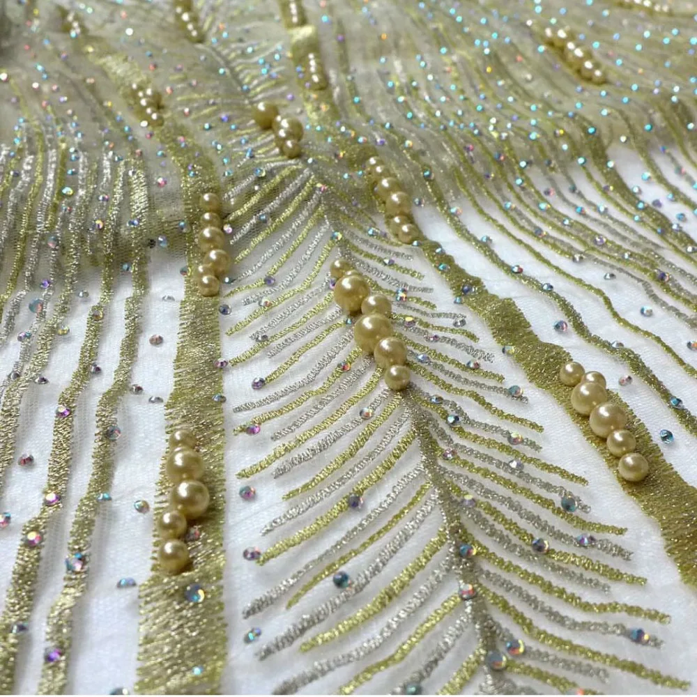

bridal lace fabric, 2018 high quality african lace fabric,beaded lace fabric For Wedding Embroidery african beads lace fabric 5y