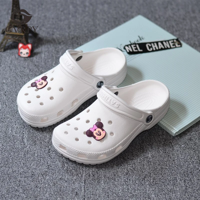 

New Summer White Belt Shoes Flower Thick Bottom Doctor Nurse Medical Shoes Ladies Non-slip Slippers Casual Large Size Sandals