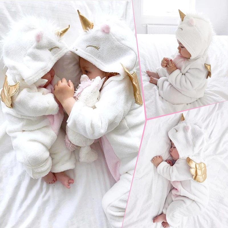 Emmababy/3D единорог новорожденных обувь для девочек фланелевый комбинезон наряды теплая хлопковая детская одежда