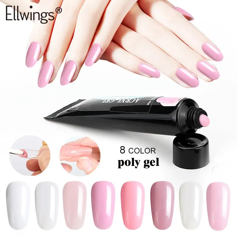 

Ellwings Quick Builder Poly Gel for Nail Gel Building Nails Finger Extension Glue 15g Soak Off Acrylic French Kit PolyGel Set