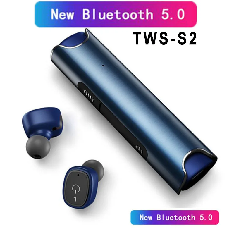 

Upgraded S2 Bluetooth 5.0 Stereo Earphone With mic Wireless IP67 Waterproof earphones 850 mAH Box Earbuds For IOS Android PK X2T