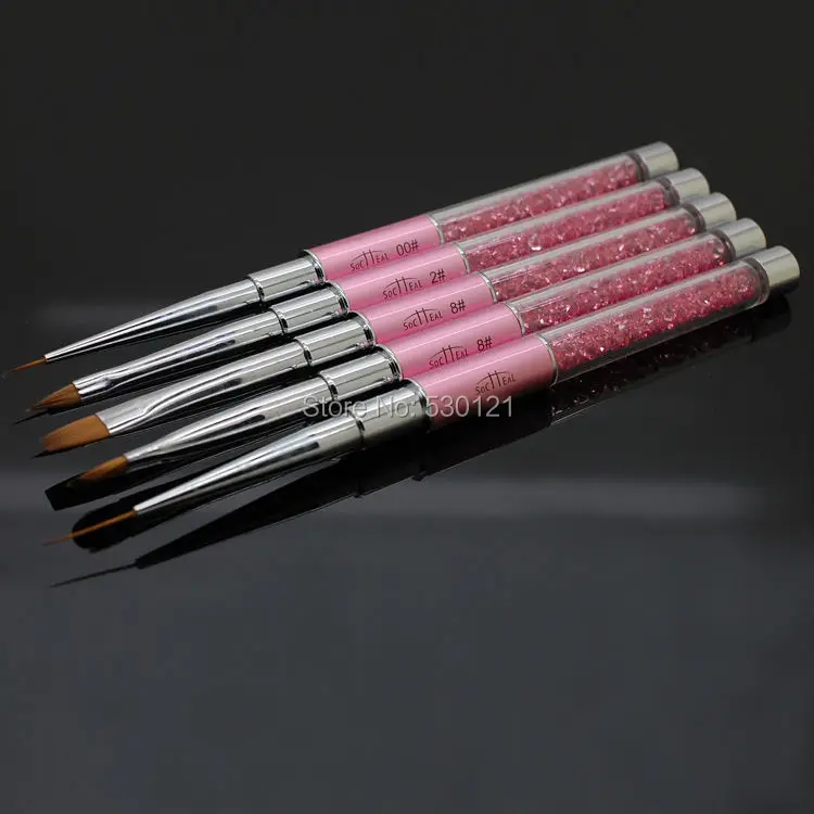 Free Shipping A Level Quality 5pcs/Set Crystal Nail Brush Nail Art Pen to Draw Nail Pattern on Nail