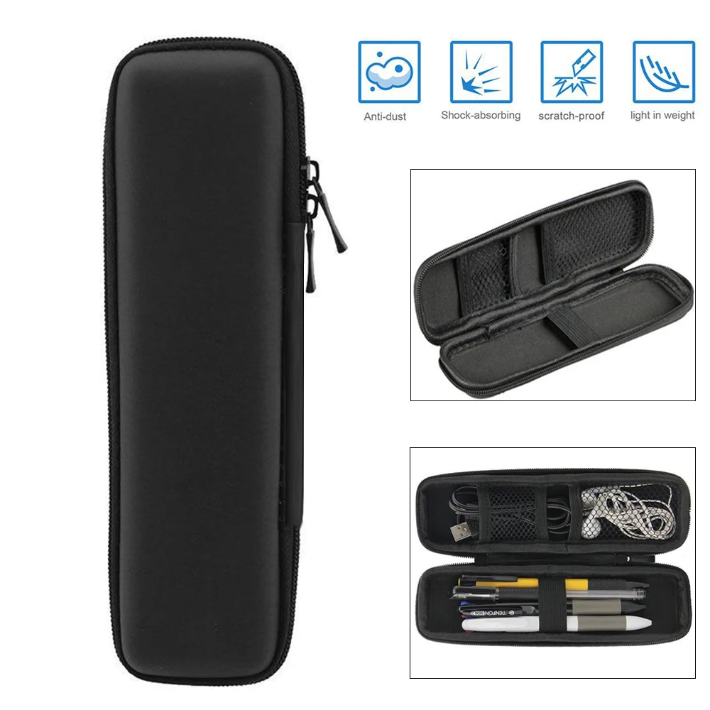 

1PC Black Pencil Holder EVA Hard Shell Stylus Earphone Pouch Stationery Cover Box Makeup Storage Bag Pen Case
