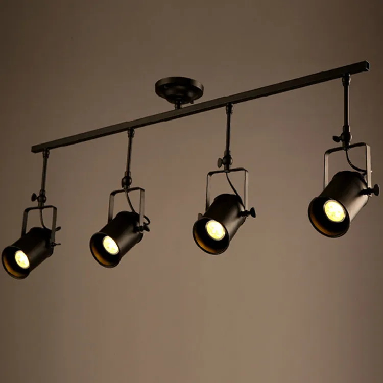 1 2 3 4 Heads Track Lighting Black Iron Rotatable Track Lighting Black Iron Rotatable