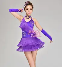Girl Latin Dance Dresses For Tassel style Cha Cha/Rumba/Samba/Ballroom/Tango Dance Clothing Kids Dance Costume tassel Dancewear