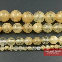 Miçangas de quartzo soltas para frete, pedra natural lisa, citrinos, 16 polegadas, 6 8 10 12mm, tamanho escolar para fazer joias cqb01
