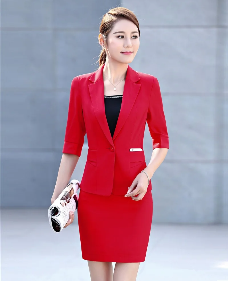 Ladies Red Blazer Women Businenss Suits Formal Office Suits Work Wear ...