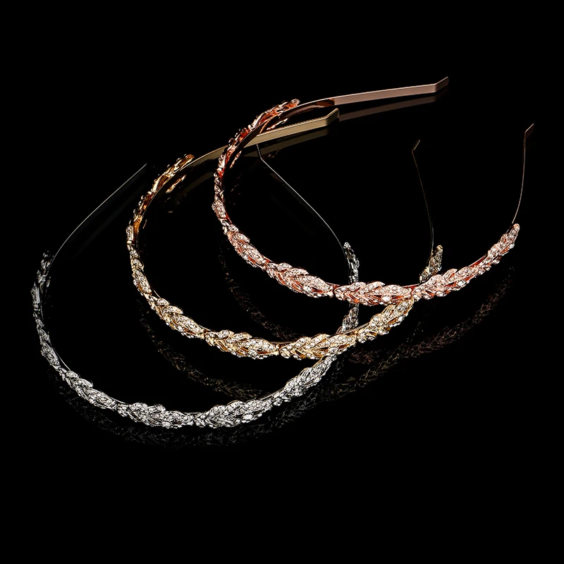 Trendy Gold Headband Alloy Wedding Accessories Women Prom Bridal Jewelry Headpiece Bride Hairband