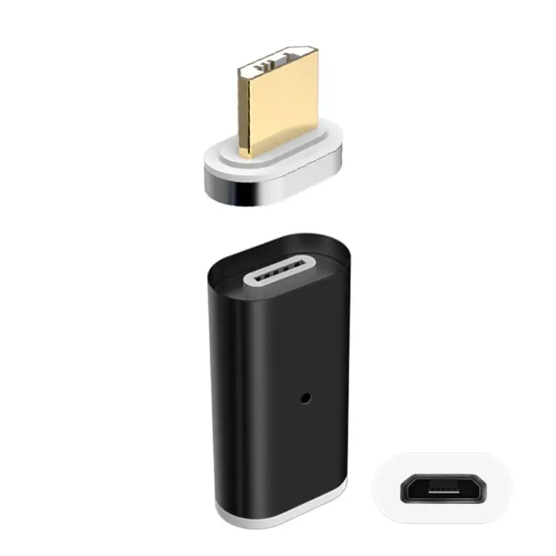 Магнитный Micro USB адаптер для передачи данных и зарядки для samsung huawei Xiaomi htc Android смартфон планшет - Цвет: Черный