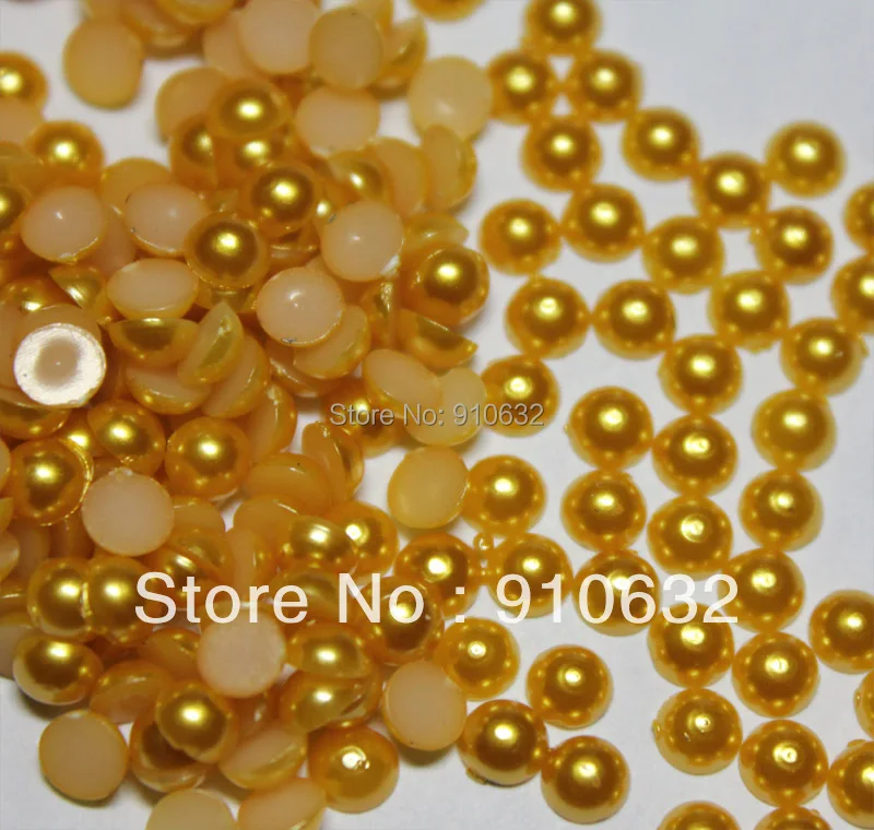 

2,000pcs 4mm Yellow Half Round Pearl Bead Beads Flat Back Flatback For Craft Sewing Nail Art Scrapbooking