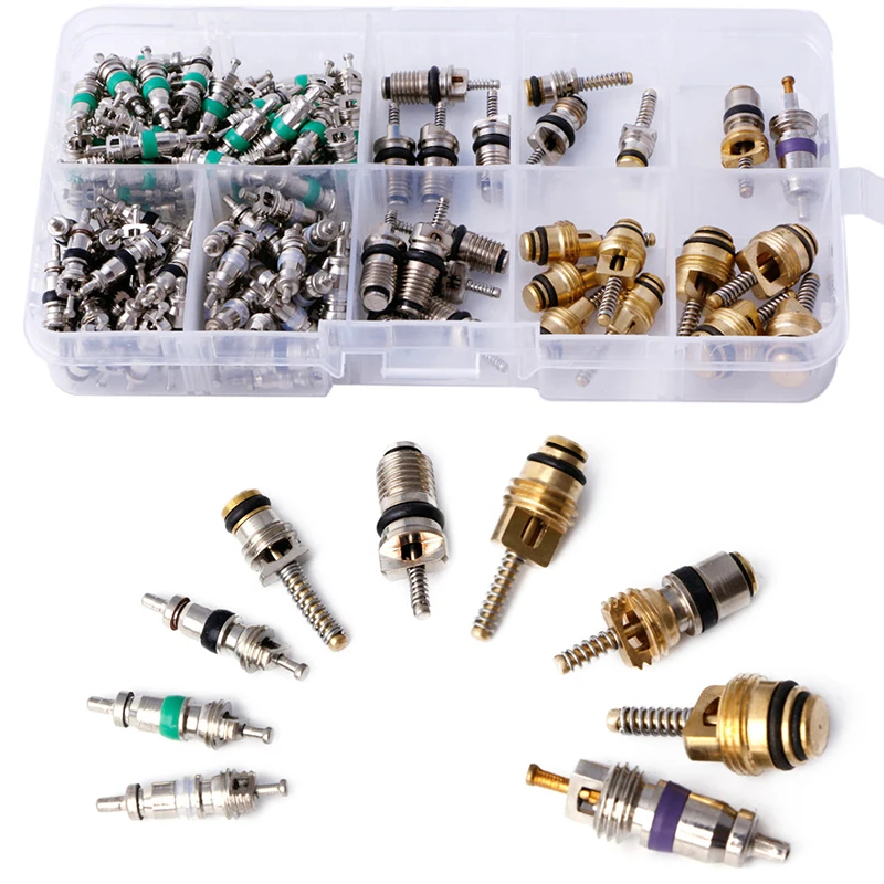 134Pcs R134A A/C Car Auto Air Conditioning Valve Core Car Tire Assortment Hot Drop Shipping Support