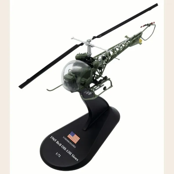 

AMER 1/72 Scale Military Model Toys Bell OH-13H Sioux Helicopter Diecast Metal Plane Model Toy For Collection/Gift