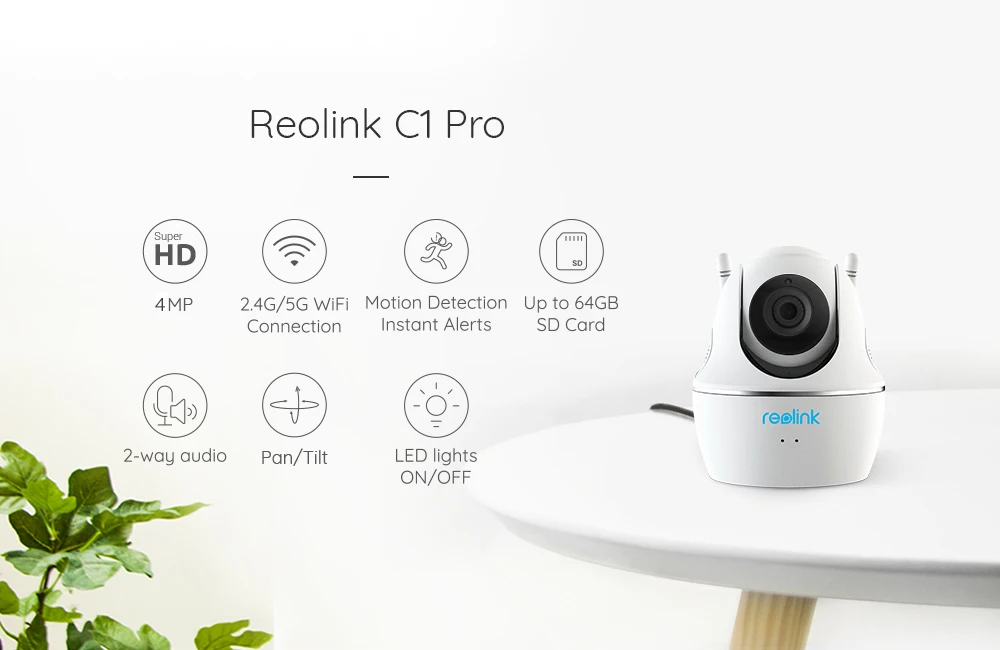 Reolink Радионяня Pan/Tilt Wi-Fi камера 2,4G/5G 4MP Full HD камера видеонаблюдения домашняя IP камера безопасности C1 Pro