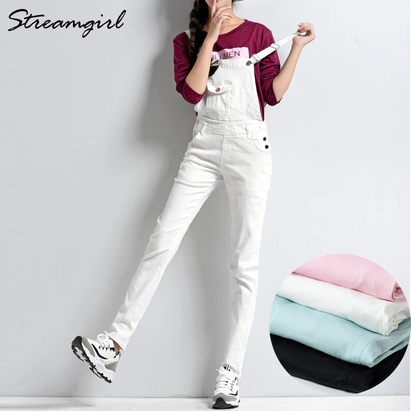 White Jumpsuit Denim Overalls For Women Elegant Female Pink Jumpsuit