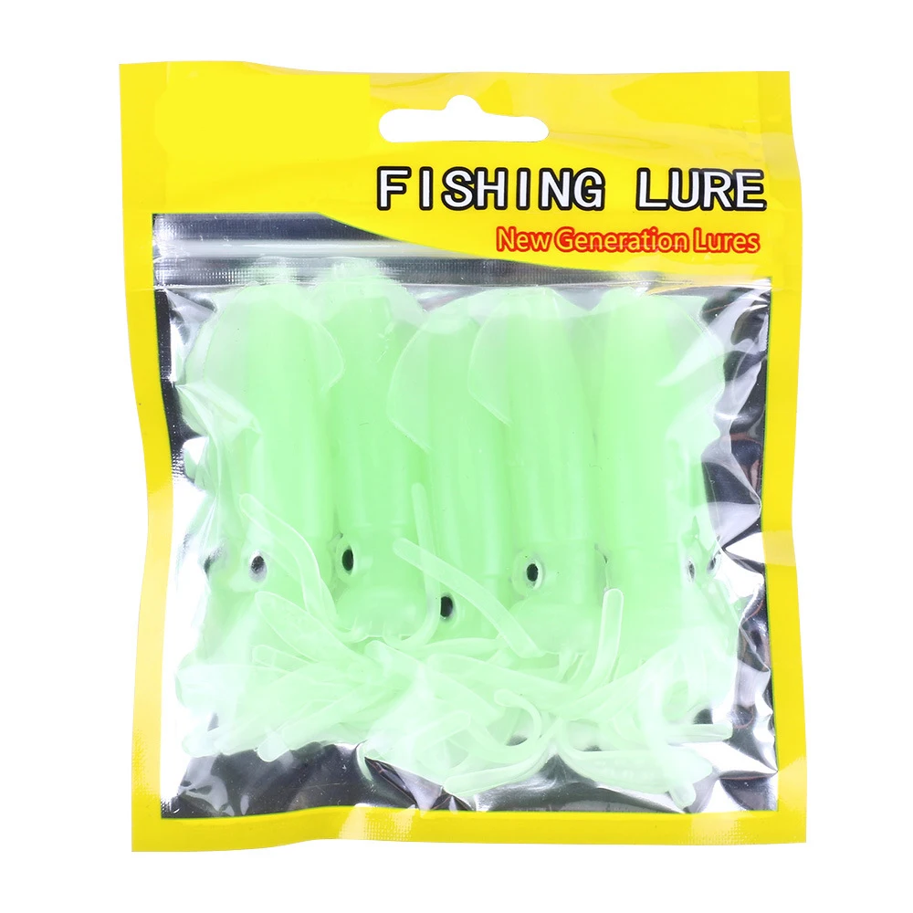 

5 Pieces / Pack Squid Silicone Night Fishing Soft Bait 11cm / 8g Luminous Octopus Tuna Fishing Gear Free Shipping