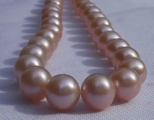 

Wholesale hot >>>>Huge 18"12-13mm natural south sea genuine gold purple pink round pearl necklace