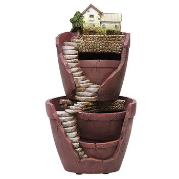 

Resin Flower Pot Succulent Plants Pots Pastoral Garden Bonsai Planter Micro-- Landscape Flowerpot Garden Home Decoration