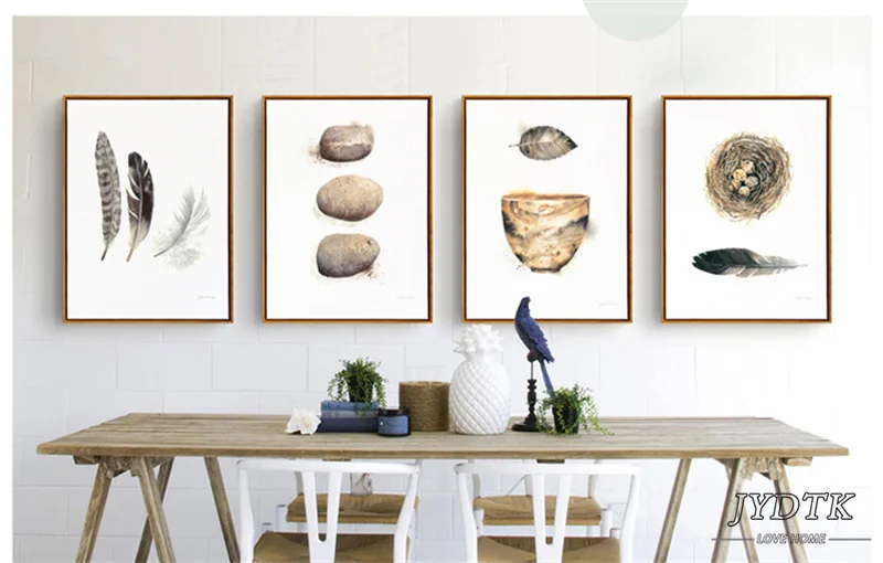 Art Deco Decorado Con Murales Sin Marco Lona Plumas Y Piedras Art Deco Paintings Painting Decorart Deco Aliexpress