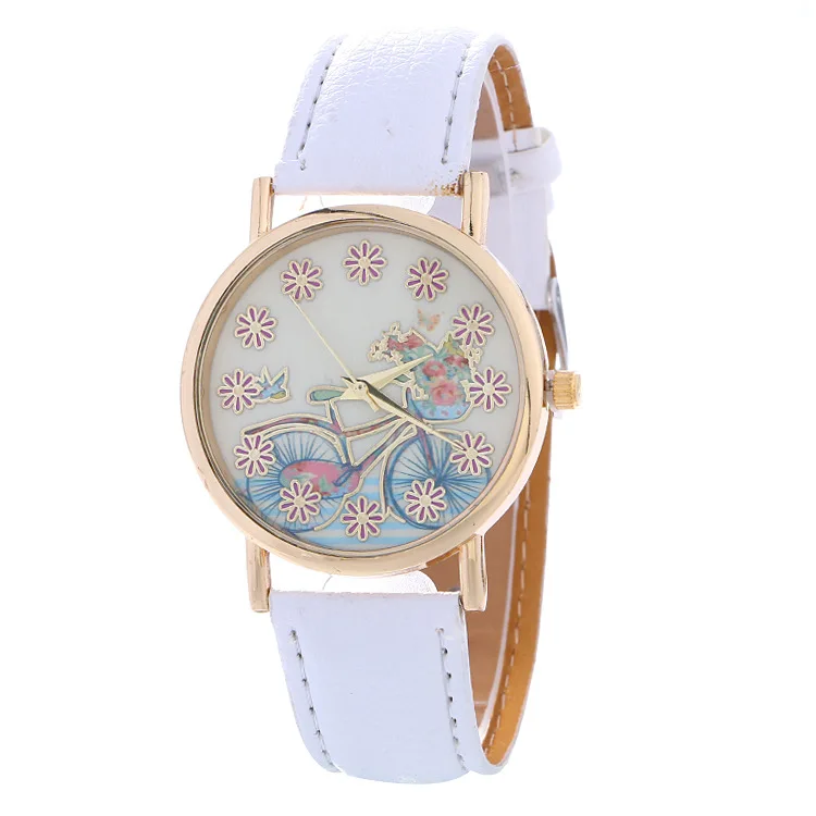 

Fashion Women's Quartz Wristwatch Leather Women's Bracelet Watches Dress Watch Color Lovely Bicycle Feminino Children's Gift