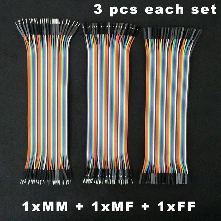 

2 Sets/Lot Hellotronics Premium 200mm 40 Pins M/M M/F Female/Female Splittable Breadboard Jumper Wires For Arduino