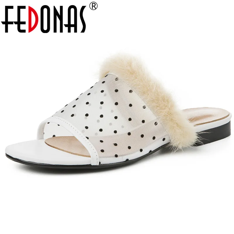 

FEDONAS New Women Sandals Fashion Sweet Concise Shoes Breathable Fur-Mesh Casual Shoes Woman Summer Casual Basic Elegant Shoes