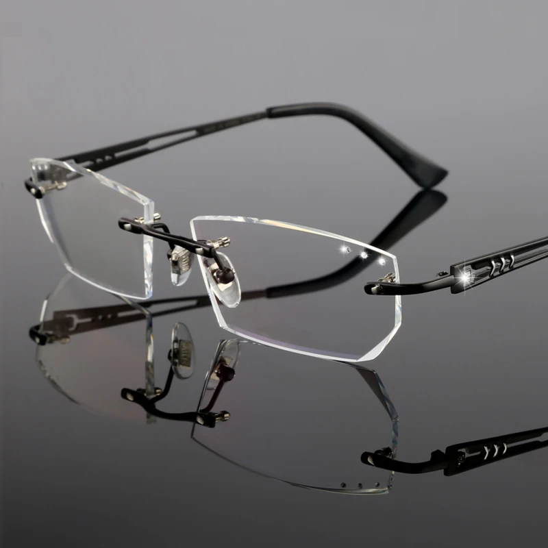 Brille Yj12 Brillen Business Optische Mode Myopie Männer Randlose Hyperopie Gläser Komplette Herren 5Bw1XF
