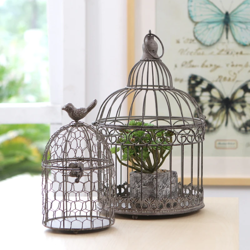 infrastructuur Kader Manifesteren Decorative Iron Bird Cage | Wrought Iron Candlestick | Bird Cage Decoration  - Retro - Aliexpress