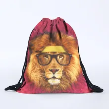 Спальное место#501 Новинка унисекс лев 3D сумка на шнурке с рисунком карман рюкзак для мальчика подростка крутая распродажа