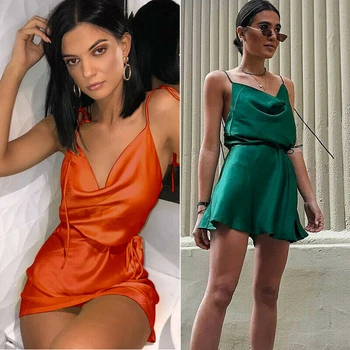 

2019 New Sexy Women Lingerie Sleepdress Lace-up Sleeveless Sleepwear Summer Slim Underwear Sleepskirt Satin Mini Dress Hot
