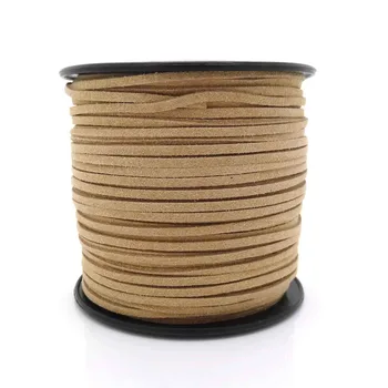 

Wholesale 3mm x 1.5mm Camel Flat Faux Velvet Suede Cord Leather Lace Thread Findings Fit Shoes Clothes Bracelets Jewelry Making