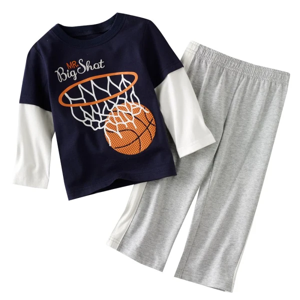 

ST32, basketball, 6sets/lot, Baby/Children Clothing sets, long sleeve T shirt + pant sets Pajamas for 1-5 age