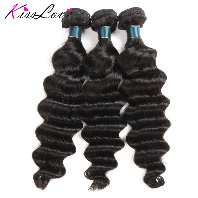 

Kiss Love Brazilian Hair bundles Loose Deep Wave 3 Bundles Hair 3 Pieces Pack hair extension clip wet and wavy