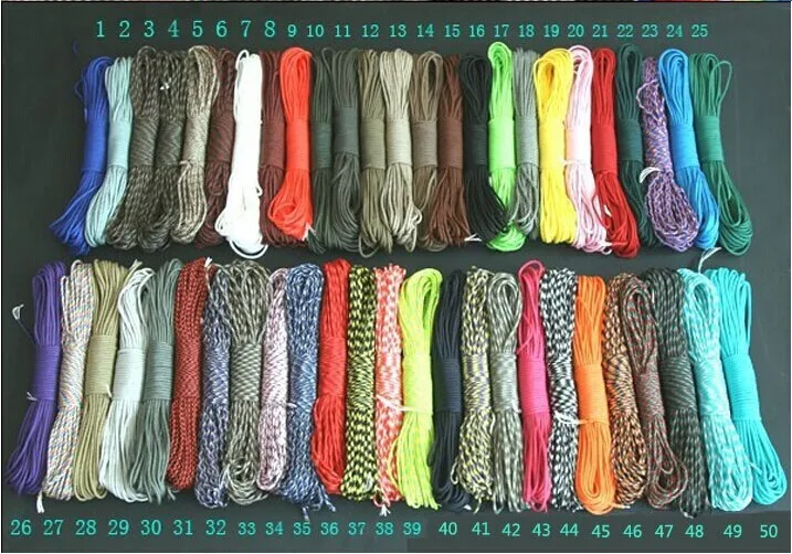 1pcs 100FT 7 Strand Core 550 Paracord Mil Spec Type III Parachute Cord Lanyard For Climbing Camping Buckles Bracelet 108 Colors