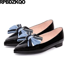 Лук Китай роскошь последний Остроконечные женщин Фарфор для обуви фитнес зеленый лакированная кожа Китайский дам складываемый плоские надевать последние красивая европейская весенняя осень Мода отправка капель