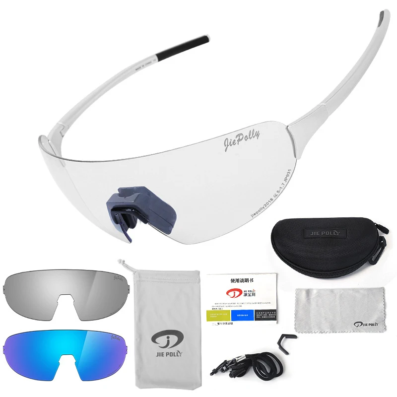 Фотохромные Для мужчин Для женщин 1~ 3 велосипедные очки со сменными линзами горные велосипедные очки, снаряжение для велосипедистов, велосипедные очки, солнцезащитные очки - Цвет: Silver-3