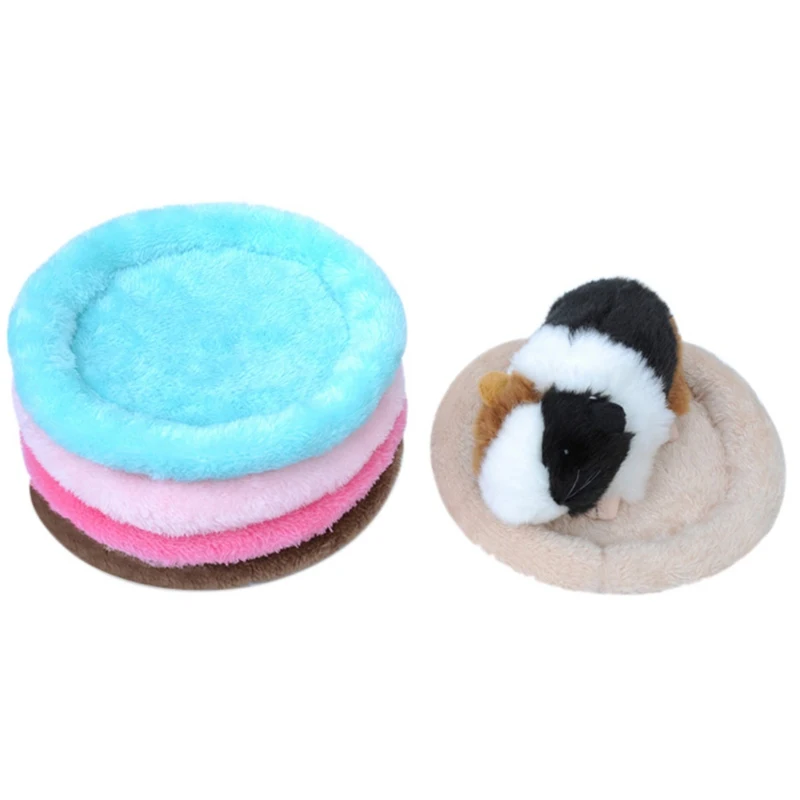 Soft Fleece Mat for Hamster Guinea Pig Rabbit Bed Rats Small Pets Hamster Cage House Small Animal Pet Winter Round Sleeping Mats