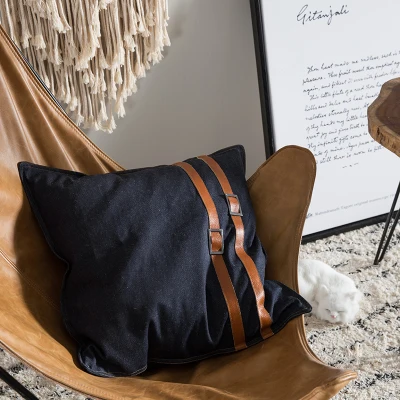 DUNXDECO чехол для подушки, винтажный джинсовый квадратный чехол для подушки, современный простой чехол для дивана - Цвет: B