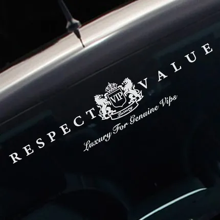 

Noizzy Respect Value Genuine VIP Luxury Car Sticker Auto Front Windshield Decal Vinyl Reflective Automobile Tuning Car Styling