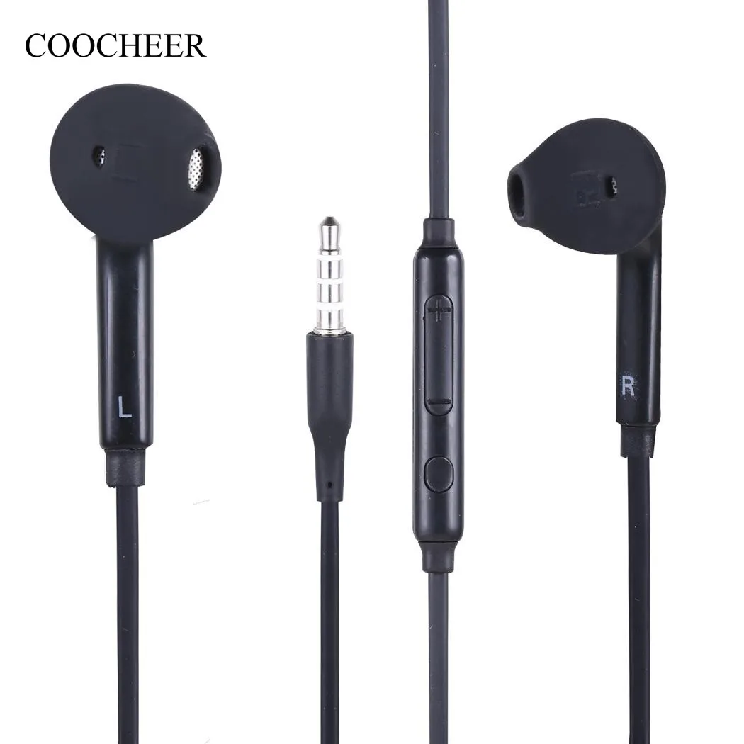 2018 New Black Wired Earphones Headset with Mic Microphone 3.5mm In Ear Earphone Standard Stereo