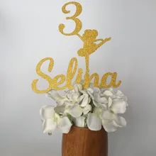 Персонализированное имя балерина торт Топпер блестящая бумага центральный возраст 3rd 4th 5th балерина украшения для вечеринки, дня рождения